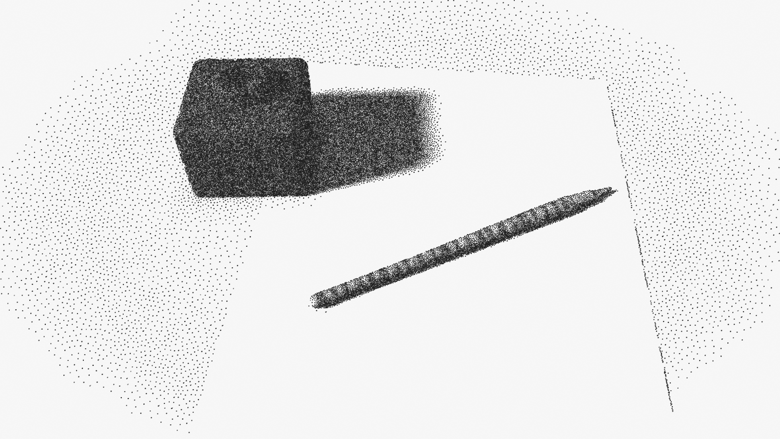 A blank sheet of paper, a square glass inkwell and a dip pen laid beside them, nothing yet written.